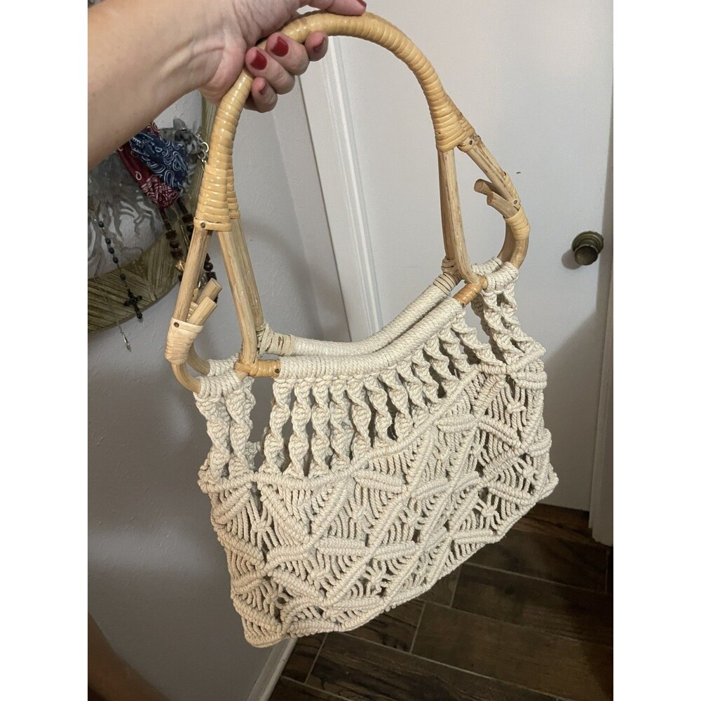 Universal Thread White Crochet Macrame Handbag Wi… - image 3